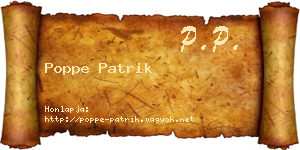 Poppe Patrik névjegykártya